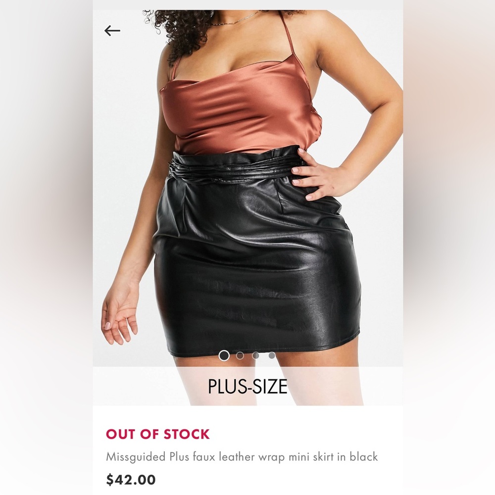 Misguided Plus Black Faux Leather Mini Skirt